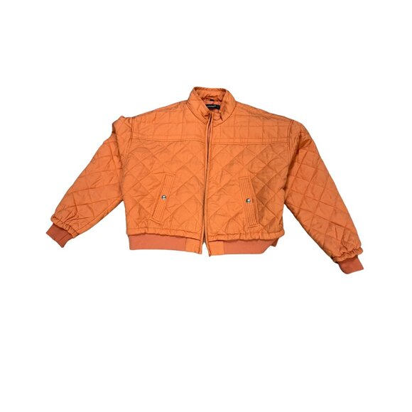 BLANK NYC Quilted Puffer Sunset Orange Y2K Bomber Pastel 90s Winter Jacket - Picture 6 of 8